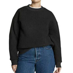 Everlane ReNew Teddy Oversized Crew Sweatshirt Black Fleece Recycled S New